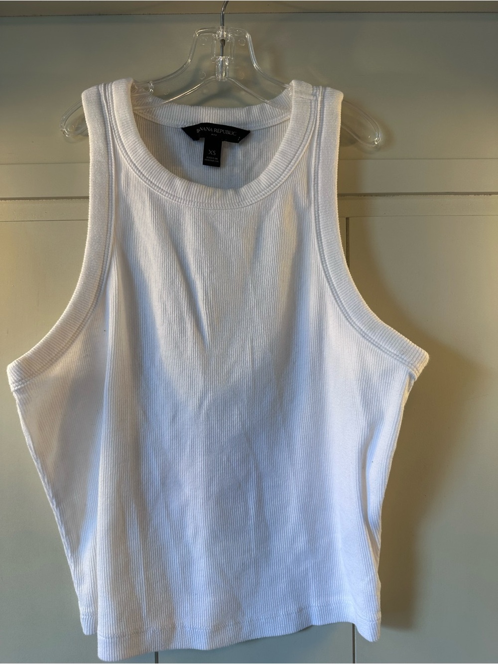 Banana Republic White Ribbed Sleeveless Tank